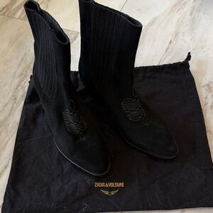 Zadig & Voltaire Black Embroidered Boots